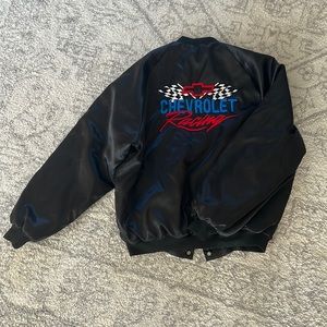 Vintage WestArk USA Chevrolet Racing Black Satin Jacket Size Large